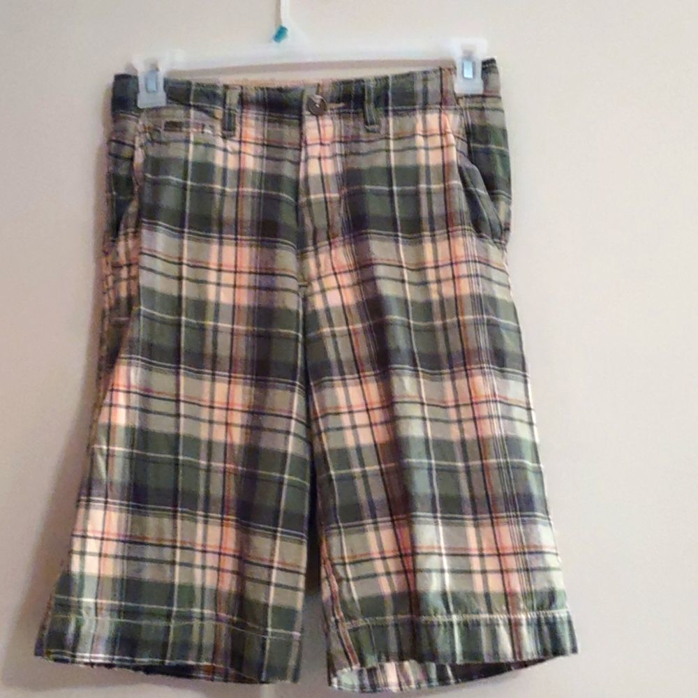 No Boundaries Men's size 28 green orange cream plaid Light‎ Academia shorts